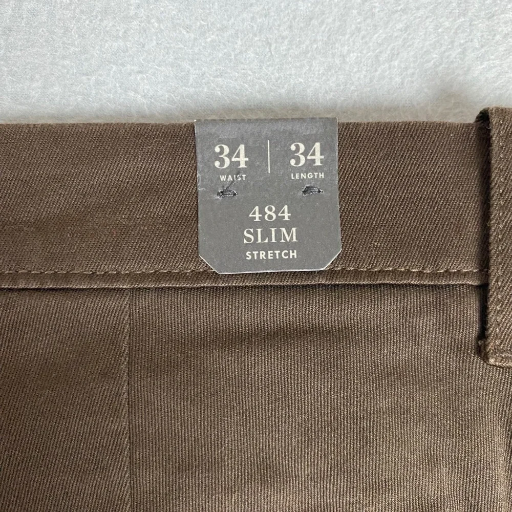 J.Crew 484 Slim Fit Stretch Chino Pants Mens 34x34 Brown